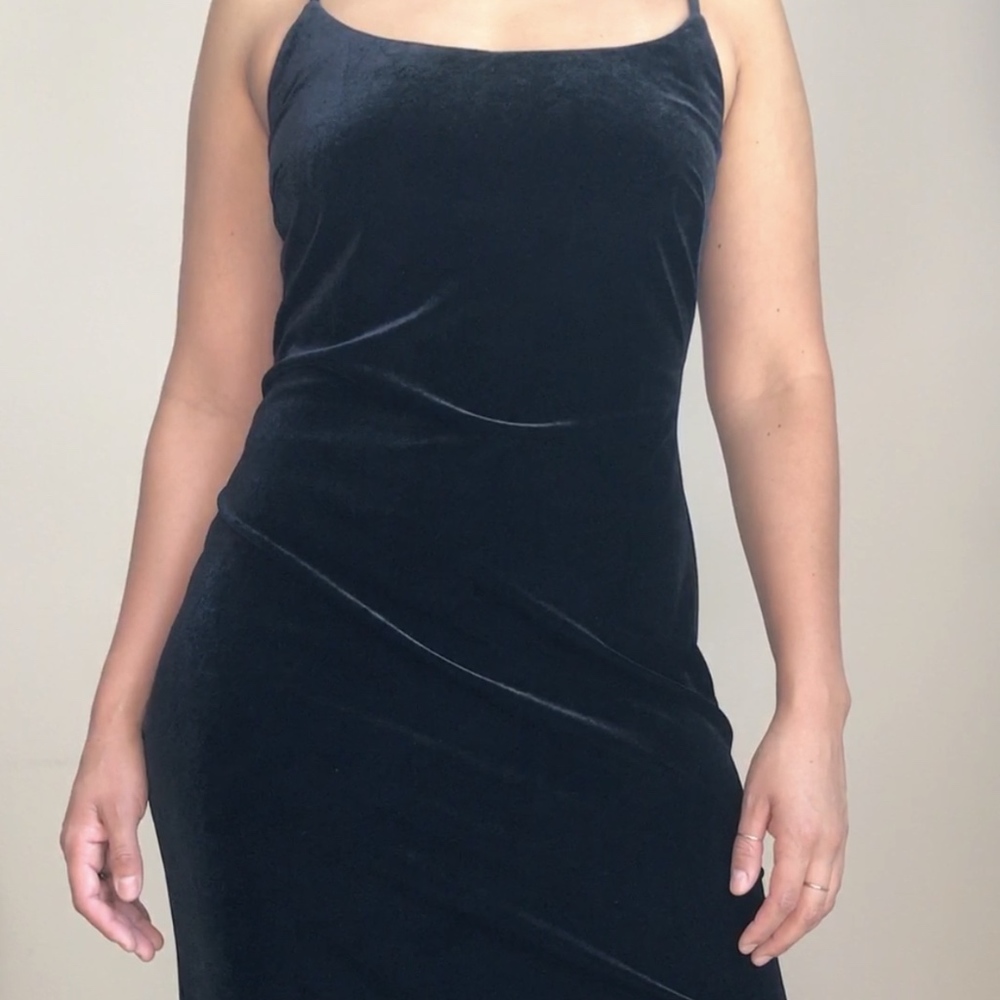 Vintage Black Velvet Dress Made in USA Circa 1980s